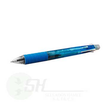 BOLÍGRAFO MULTIFUNCIÓN TRANSLÚCIDA COLOR AZUL